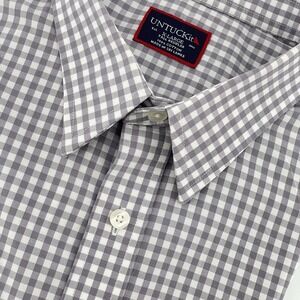UNTUCKit‎ Dunn Shirt Men's XL Gray Gingham Check Cotton Long Sleeve